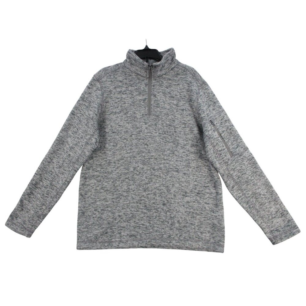 Lands End Grey Quarter-Zip Pullover Sweater‎ Size M 10-12
